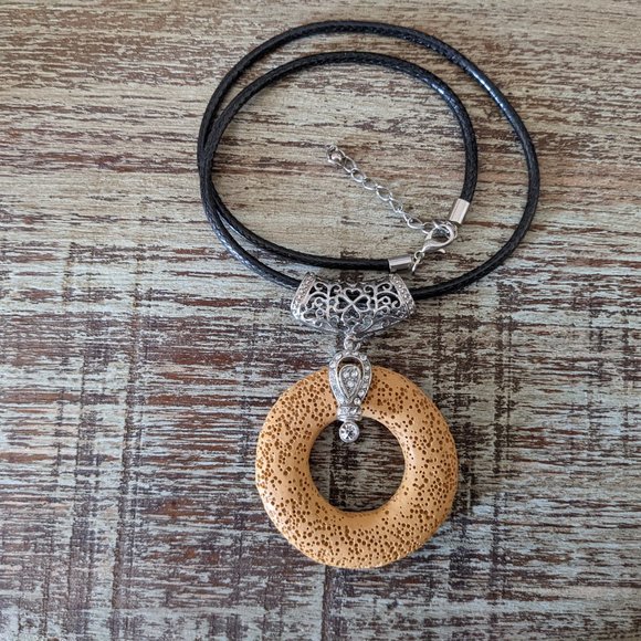 Handmade Lava Stone Aromatherapy Diffuser Necklaces - Mustard/Gold - Picture 6 of 10